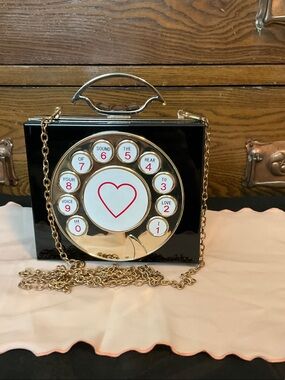 Black & Gold Heart Dial Crossbody Bag - Chic Novelty Shoulder Purse